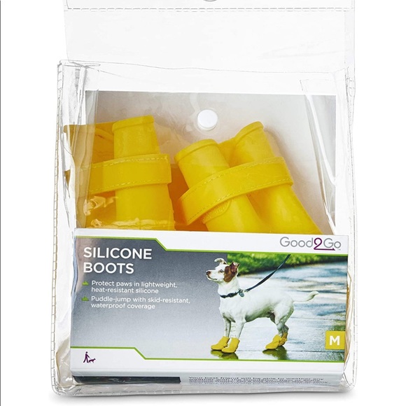 Good2Go Rain or Shine Yellow Silicone Dog Boots- M
